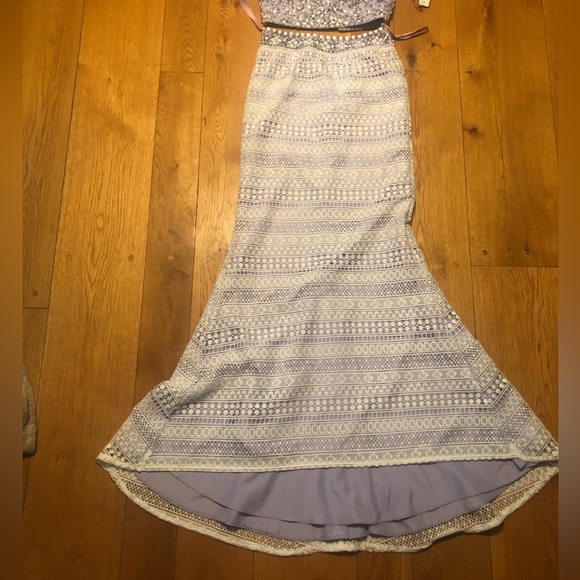 Blush Prom by Alexia- lavender White lace elegant beadwork two - Main Image